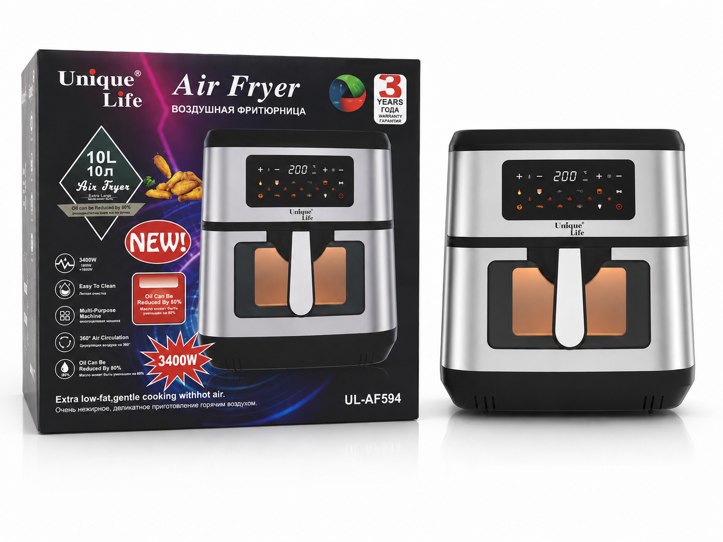 سرخ کن بدون روغن یونیک لایف مدل UL-AF 594ظرفیت 10 لیتر